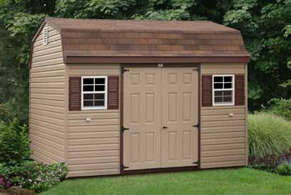 or Vinyl Siding - 8x10 / Red Duratemp / White Trim / Black Doors and Shutters / Dual Gray Shingles Options: End Vent, Accent