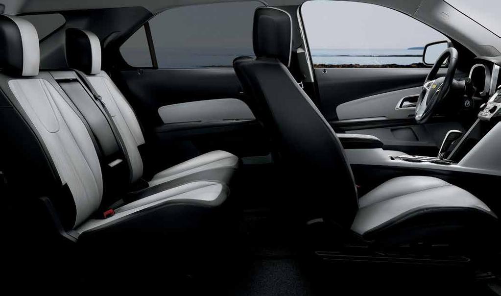 Equinox LTZ interior in Jet Black/Light Titanium-Color with available features. NOW SEATING OUR FIRST-CLASS PASSENGERS. WELCOME TO SPACE.