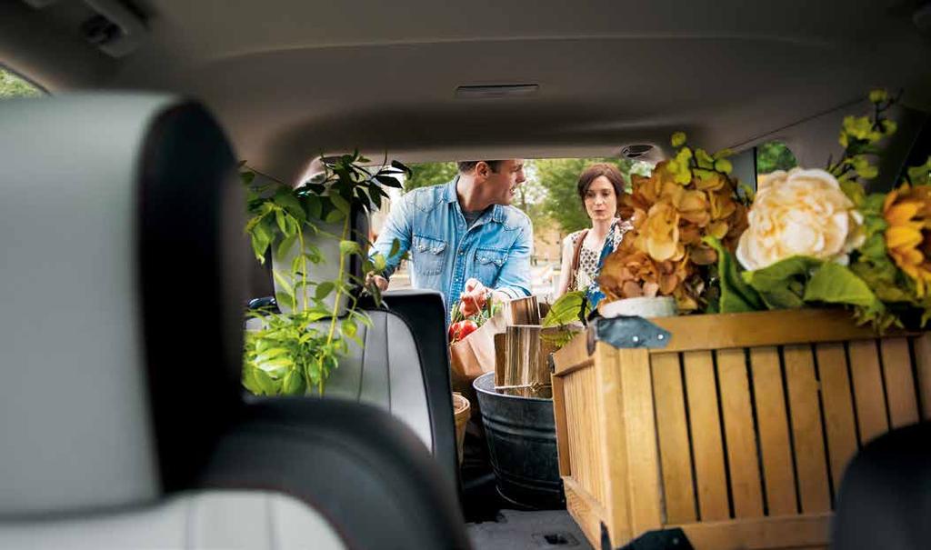 63.7 CUBIC FEET OF MAXIMUM CARGO SPACE. 1 The convenient 60/40 split-folding rear seat lets you easily make room for groceries, camping gear, flowers, mulch you name it.