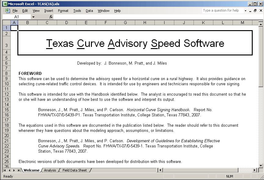 TEXAS CURVE ADVISORY SPEED SOFTWARE This part of the chapter provides an overview of the TCAS software.