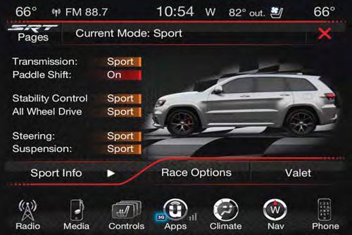 Listed below are the available Drive Modes: Sport Mode Track Mode Drive Modes Track Selecting Track with the Selec-Track switch will activate the configuration for typical track driving.