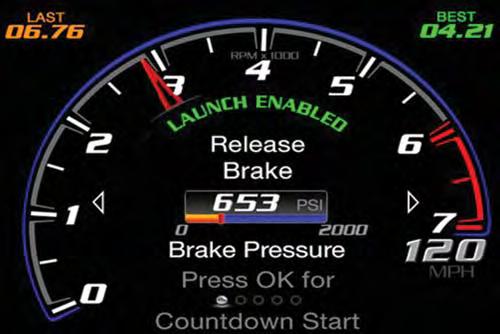 Apply Brake Pressure. While holding the brake, rapidly apply the accelerator pedal to wide open throttle. The engine speed will hold at the RPM that was set in the Launch RPM Set-up screen.