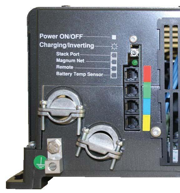 Introduction 1 POWER /OFF SWITCH 2 3 4 5 6 STATUS (CHARGING/INVERTING) LED STACK/ACCESSORIES PORT (RED LABEL - RJ11 CNECTI) NETWORK PORT (GREEN LABEL - RJ11 CNECTI) REMOTE PORT (BLUE LABEL - RJ11