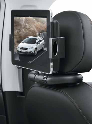 Multimedia headrest support This support mounts onto the front seat headrest posts and is compatible