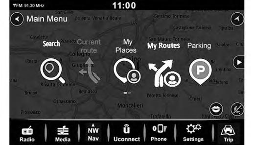 Navigation (4 NAV) The Uconnect navigation feature helps you save time and become more productive when you know exactly how to get to where you want to go. 1.