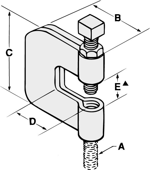 eam Clamps Designed for attaching hanger rod to the bottom flange of a beam. The hanger rod should make contact with the beam flange to ensure full engagement.