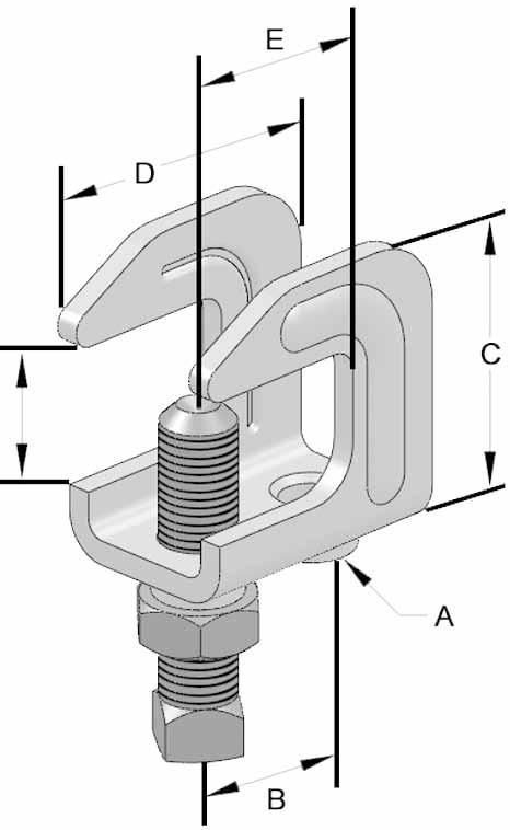 eam Clamps APPROVALS: Designed for attaching hanger rod to the top flange of a beam or bar joist at least / 6 inch thick, and where the flange thickness does not exceed / 4 inch.