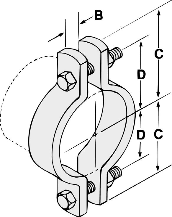 Clamps Designed to be used in the suspension of non-insulated pipe lines where heavier loads are to be suspended. Normally used in conjunction with Fig. 5 weldless eye nut or Fig.