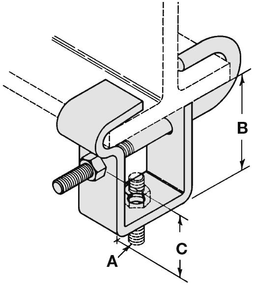 Center Load eam Clamps Fig. Number Designed to be used in the suspension of a hanger rod from the center of an I-eam.