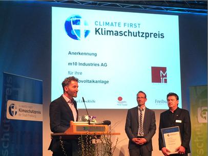 Bernd Dallmann (BioMed), Michael Vermöhlen (Stryker) Recognition at the Freiburger climate protection award 2017, 18.