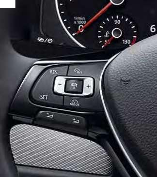 30 km/h, the cruise control maintains the speed you have selected. This means you can take your foot off the accelerator, while the even driving style helps to reduce fuel consumption.