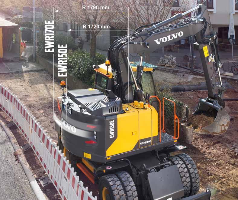 Short swing performance Swing into action, and take on the jobs that a conventional excavator can t, with improved lifting capacity, so you won t have to compromise on reach, lifting or digging