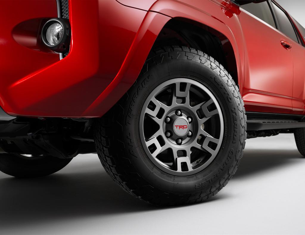 2 /10 TRD 17-In. Alloy Wheels Nothing makes a statement quite like custom wheels. These alloys with the TRD logo center cap throw down while styling up.