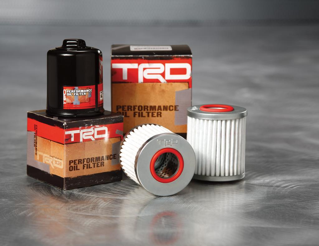 5 /10 TRD Performance Oil Filter Keep your oil pure as long as possible and help enhance the life of your engine with the TRD Oil Filter that keeps out impurities through a 100% synthetic fiber