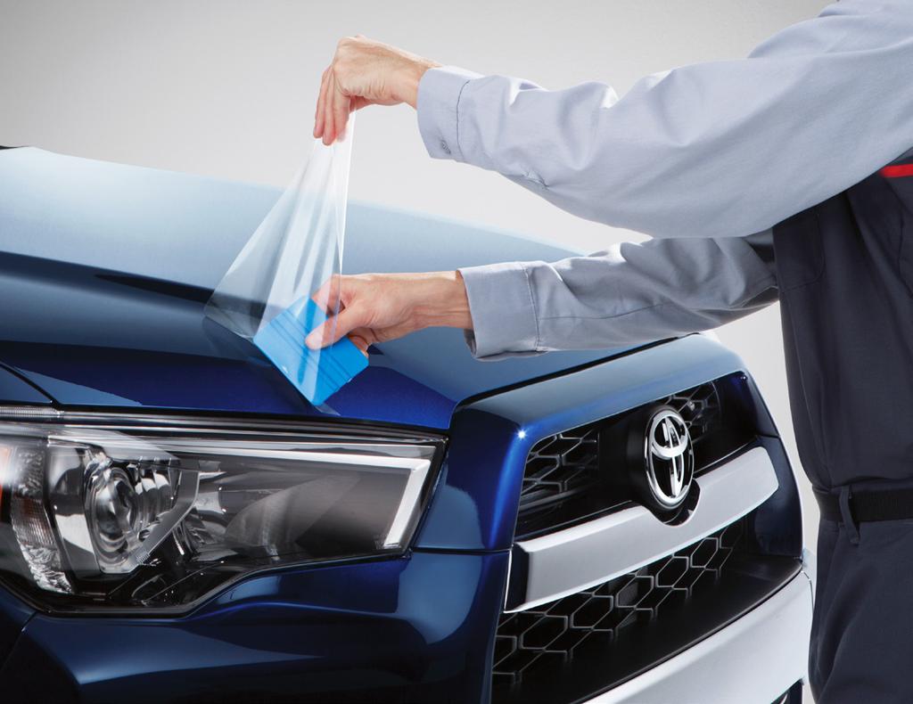 EXTERIOR 4 /11 Paint Protection Film Like a clear suit of armor, Genuine Toyota paint protection film helps guard your vehicle from road debris that can chip and scratch the finish.