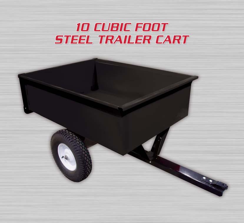 10 TRAILER CARTS TC-10-18 10 Cubic Foot Trailer Cart Box Dimensions: 31 L x 33 1/2 W x 13 H Gauge Of Steel: 18 Gauge Body; 16 Gauge Tailgate Box Design: