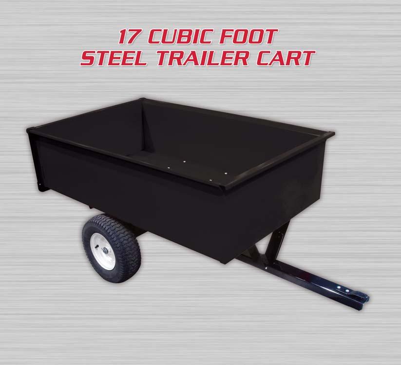 Easy Dump Release TC-17 *33029-AAFCEd 17 Cubic Foot Trailer Cart Box Dimensions: 59 L x 37 W x 16 H Gauge Of Steel: 16 Gauge Body; 16 Gauge Tailgate Box