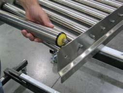 flexibility Solid Acetal rollers and guides simply lift out of UHMW guide for quick for access to frame during cleaning Hollow Tube spring loaded roller can be removed quickly for access to frame
