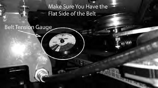 Use a ¾ wrench to loosen the jam nuts and either tighten for more belt tension or loosen for less belt tension.