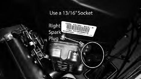 . Changing the spark plugs and checking the spark plug gap: ) Remove the wire on the spark plug and use a / socket to remove the spark plug. ) Check the gap on the spark plug to verify that it is 0.