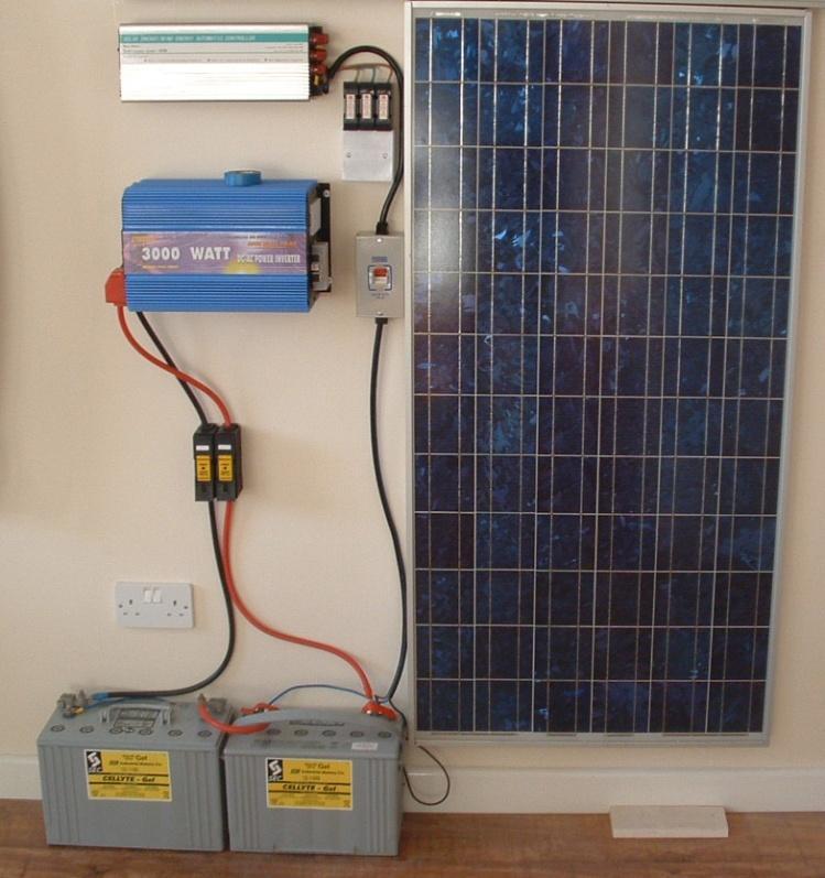DC appliances off grid A single solar PV panel of 200 watts linked to 2 x 100Ah sealed lead acid batteries