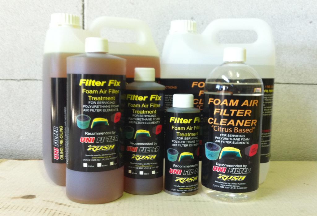 Foam Filter Oil & Cleaner Foam Filter oil Filter Fix Part# Size RRP UBH02 500ml $15.00 UBH03 1L $25.00 UBH05 5L $75.