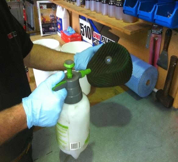Foam air filter servicing guide. Step by Step instructions. Step 1.