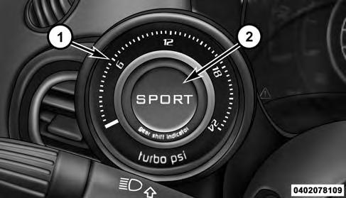 112 UNDERSTANDING YOUR INSTRUMENT PANEL TURBO BOOST GAUGE Your vehicle is equipped with a boost gauge and integrated shift light indicator located to the left of the instrument cluster.