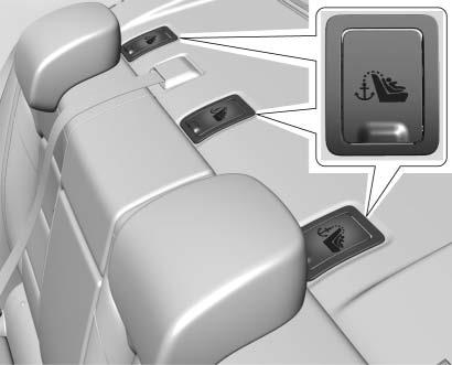 To assist in locating the lower anchors, each seating position with lower anchors