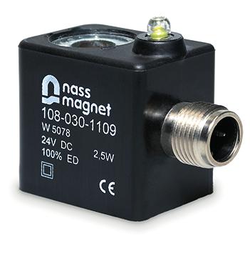 SOLENOID COIL Width: Connection type: Moulding material: 22 mm M 12 metal thread thermoset resin General Data Voltage tolerance ± % Ambient temperature - 20 C to + C Relative duty cycle 0 %