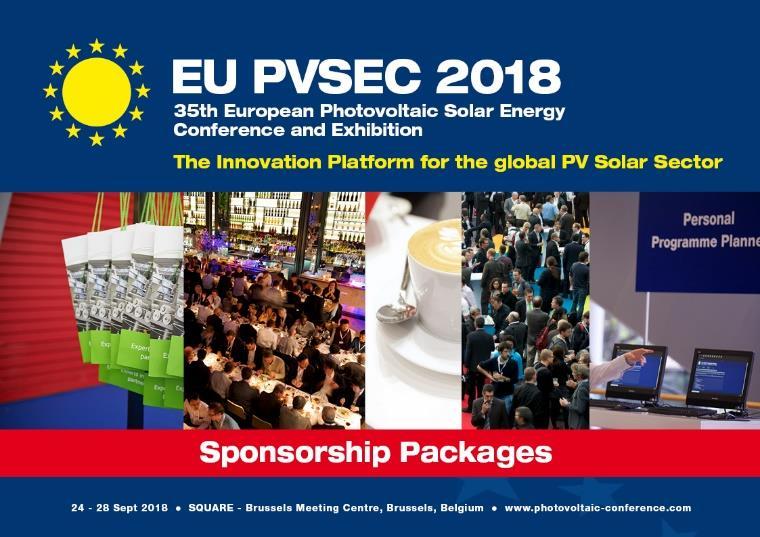 EU PVSEC 2018 EXHIBITION + SPONSORSHIP PACKAGES Enhance your visibility and get the most from your experience SILVER SPONSORING PACKAGE 3,500 * Exhibitor Visibility Point (5m²) 1 Full Conference Week