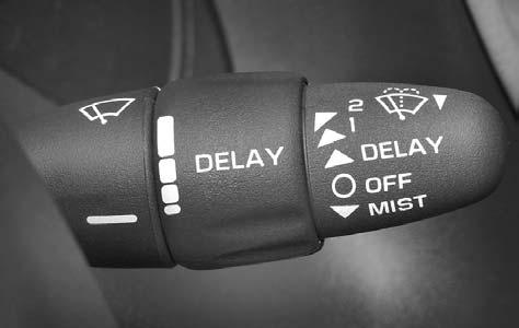 Windshield Wipers Q DELAY: If your vehicle has delay wipers, move the lever to DELAY to choose a delayed wiping cycle. Turn the lever down for a longer delay or up for a shorter delay.