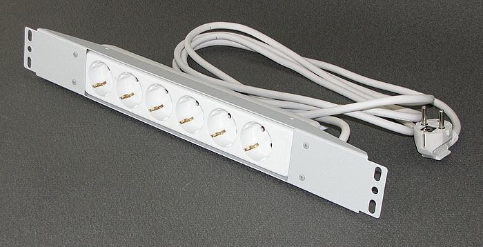 19" power supply Panel Panel height, mm 1,5U/67 Operating voltage 230 No of sockets 6 Connection cable, grounded 3m, 3x1,5 mm 2 RAL7035 light gray, RAL9005 black 19" Power supply panel