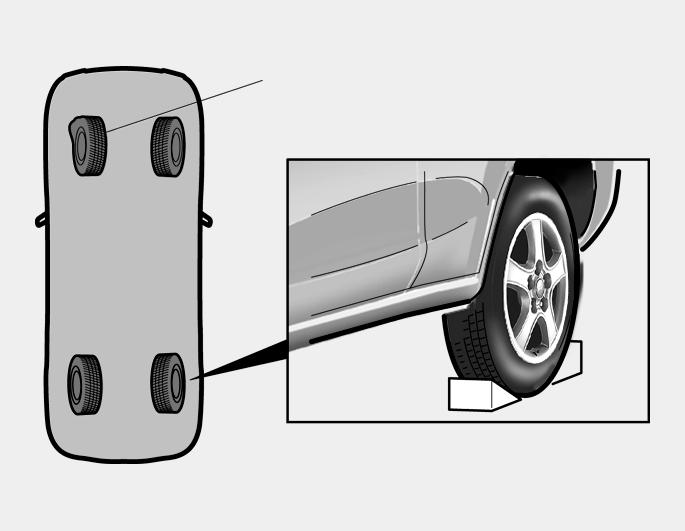 WHAT TO DO N AN EMERGENCY 3 7 D060B02O-AAT 1. Obtain Spare Tire and Tl D060C01A-AAT 2. Blck the Wheel D060D01A-AAT 3.