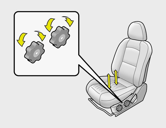 FEATURES OF YOUR HYUNDA 1 14 B080F01A-AAT Seat Cushin Height Adjustment (Driver's Seat Only) (f nstalled) B090A01Y-AAT POWER DRVER'S SEAT (f installed) The driver's seat can be adjusted apprpriately