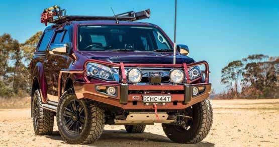 Isuzu D-Max shown with ARB deluxe bull bar, IPF lights and ARB side rails & steps and ARB
