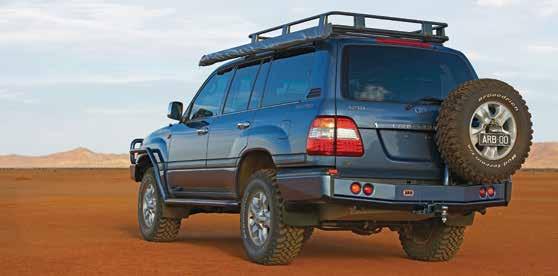 Toyota LandCruiser 100 Series shown with ARB rear wheel carrier, ARB side rails &