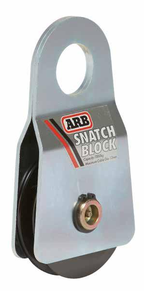 RECOVERY 33 Snatch Block 7000 ARB s 7000kg snatch block is suitable for a variety of 4WDing uses and incorporates a grease nipple to ensure smooth pulley operation.