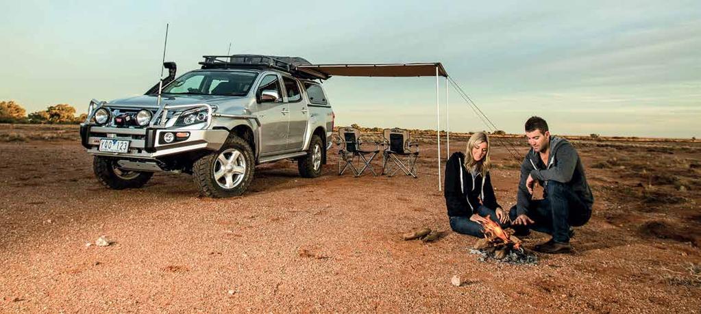 Awnings CAMPING 96 Easy to mount and operate, these retractable awnings fit onto the side of most roof racks or roof bars and store neatly in a PVC bag for immediate use on arrival.