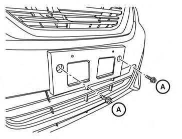 INSTALLING FRONT LICENSE PLATE VEHICLE LOADING INFORMATION LTI2244 To mount the front license plate, attach the license plate bracket to the bumper fascia at the location marks (small dimples) using
