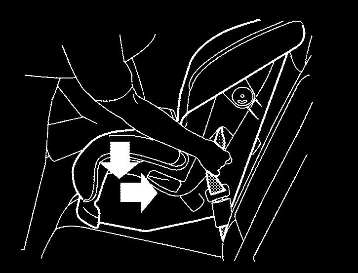 Remove any additional slack from the seat belt; press downward and rearward firmly in the center of the child restraint with