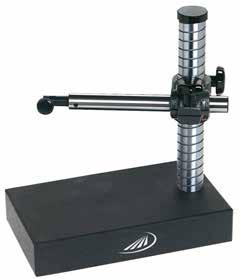 0772 Measuring stand Cast base Hardened steel table With dust grooves With a threaded column and an adjustable transverse arm With mounting hole for dial gauges Ø 8 mm Cardboard box Measuring height