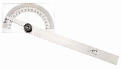 0412 Protractors Locking screw Stainless steel Factory standard 0-180 High precision, laser graduated degree scale Cardboard box Graduated arc Pointer arm Ref. No.