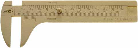 50 0180 Pocket caliper Made from hard brass Stepped jaw 5 mm for internal measurement Factory standard Cardboard box Measuring range Jaw length Reading Ref.