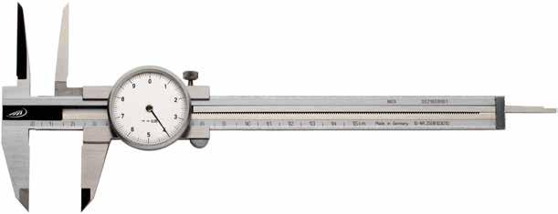 00 0217 / 0218 Dial calipers 862 Stainless steel Satin chrome scale 862 Locking screw Inside cross points One pointer revolution with 0217 = 2 mm with 0218 = 1 mm Four way measurement Fitted case