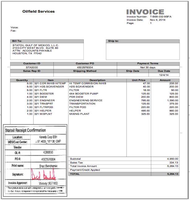 PAPER INVOICE Below is a sample of a paper invoice.