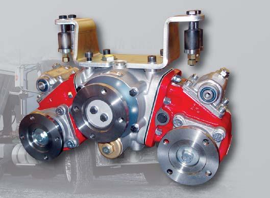 The 6013399 Split shaft PTO mounts in the main driveline behind the transmission or behind any driveline output providing
