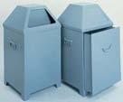 ß 557 Waste Bins Made of sheet steel, folding carrying handles on two sides, with self-closing throw-in flaps on two opposite sides. Powder-coating: RAL 7001 silver grey, textured.