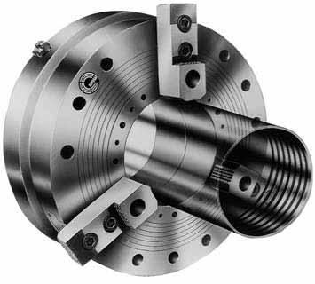 BIG BORE ES INCH serration Front-end pneumatic power chucks with extra large through-hole Ø 140-560 mm 3 jaws - extended jaw stroke Application/customer s benefit End machining of long tubes with