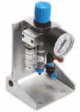 Pneumatics Training Packages > Components > Hosing, distributing Pneumatics Hosing, distributing On-off valve with filter/regulator, 5 μm Filter regulator valve with pressure gauge, on-off valve,